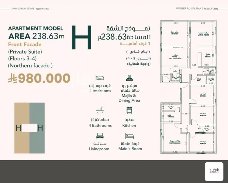 شقة للبيع في شارع علي افندي جميل, حي السلامة, مدينة جدة, منطقة مكة المكرمة صورة 2