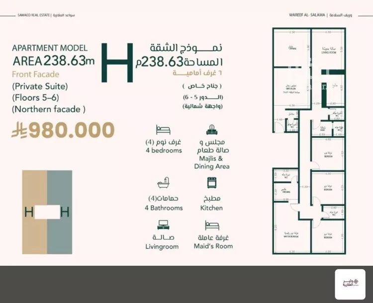 شقة للبيع في شارع علي افندي جميل, حي السلامة, مدينة جدة, منطقة مكة المكرمة صورة 2