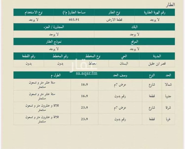 Land for Sale in Ar Rass qasr ibn ogail