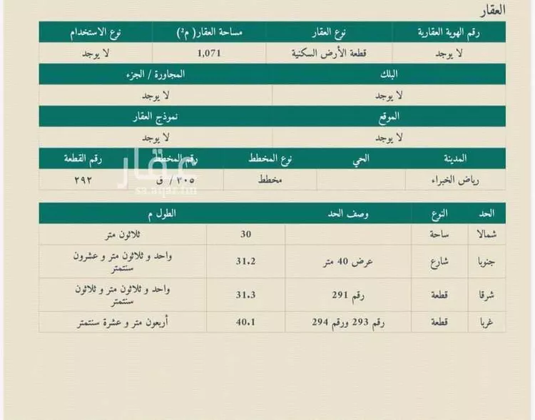 أرض للبيع في شارع شارع عرض 31.5, حي طيبة, مدينة رياض الخبراء, منطقة القصيم