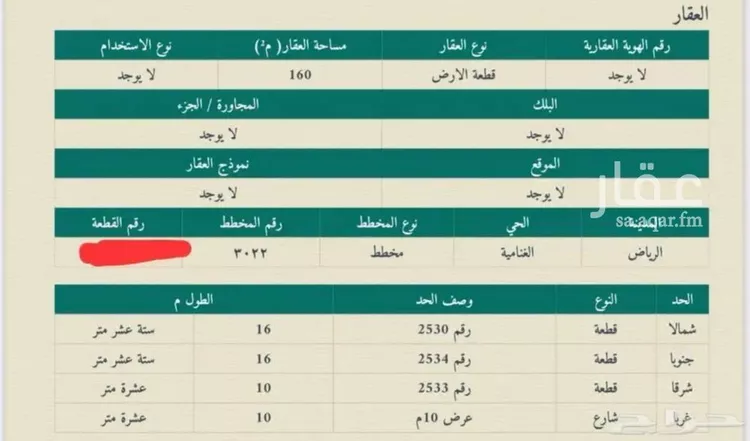 أرض للبيع في شارع الانتفاضه, حي الغنامية, مدينة الرياض, منطقة الرياض صورة 2