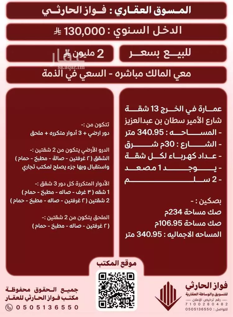 عمارة للبيع في شارع طريق الأمير سطام بن عبد العزيز, حي السيح, مدينة الخرج, منطقة الرياض