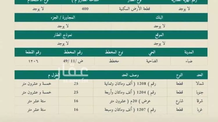 أرض للبيع في شارع الخرباق السلمي ، ضبا‎ ، ضبا