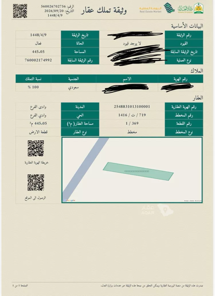 أرض للبيع في شارع فلاح ابن حشر, حي مخطط وادي الفرع, مدينة وادي الفرع, منطقة المدينة المنورة