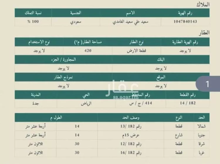 أرض للبيع في شارع عبد الله بن عبد الرحمن سراج, حي الرياض, مدينة جدة, منطقة مكة المكرمة صورة 2