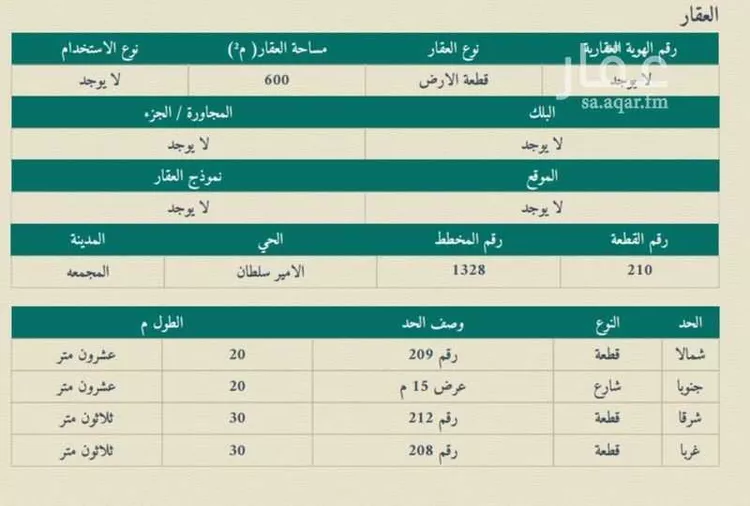 أرض للبيع في شارع شجاع بن وهب, حي الأمير سلطان بن عبدالعزيز, مدينة المجمعه, منطقة الرياض