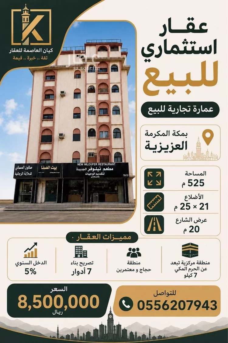 عمارة للبيع في شارع الشيخ عبد الله بن حميد, حي الجامعة, مدينة مكة المكرمة, منطقة مكة المكرمة