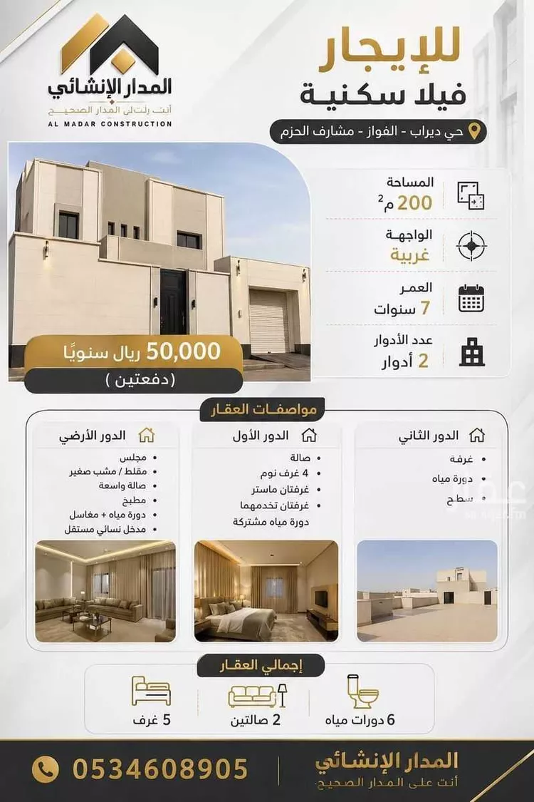 فيلا للإيجار في شارع موسى بن سحيم, حي ديراب, مدينة الرياض, منطقة الرياض 1 صورة