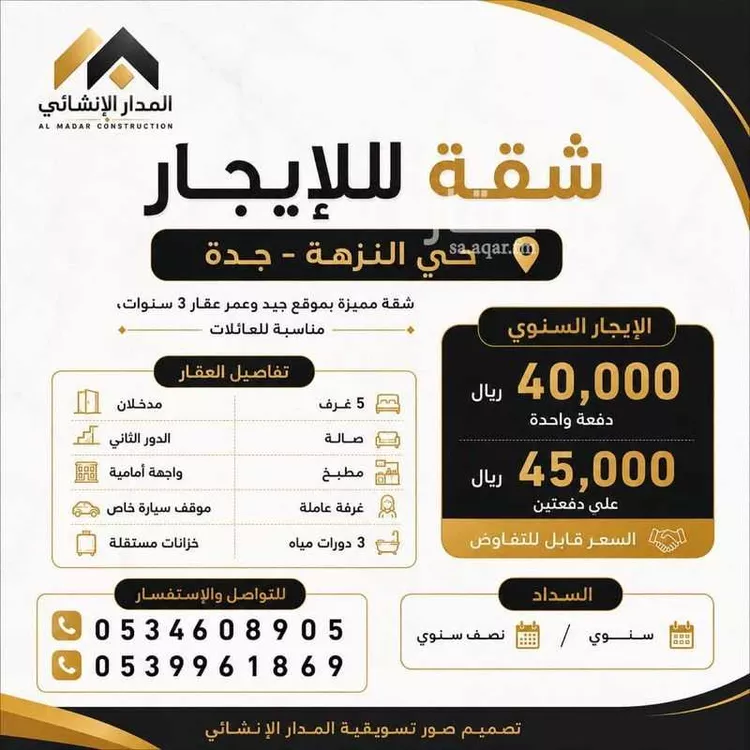 شقة للإيجار في شارع احمد الرقيمي, حي النزهة, مدينة جدة, منطقة مكة المكرمة