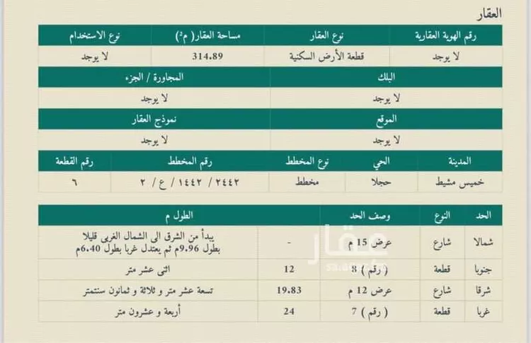 أرض للبيع في شارع احمد بن محمد الطبري ، خميس مشيط ، خميس مشيط صورة 3