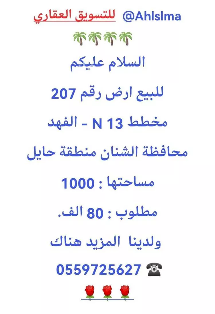 أرض للبيع في حي السلام, مدينة الشنان, منطقة حائل