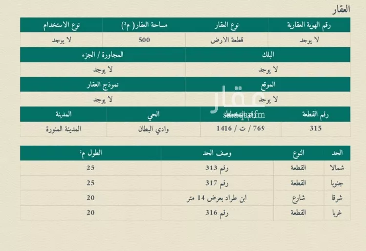 أرض للبيع في شارع وادي البطان 511, حي وادي البطان, مدينة المدينة المنورة, منطقة المدينة المنورة صورة 5