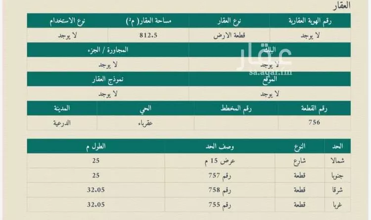 أرض للبيع في شارع عقرباء 113, حي عقرباء, مدينة امارة منطقة الرياض - الجبيله, منطقة الرياض صورة 2