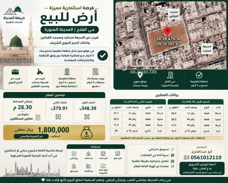 أرض للبيع في شارع ابو الفرج الدرامي, حي الفتح, مدينة المدينة المنورة, منطقة المدينة المنورة