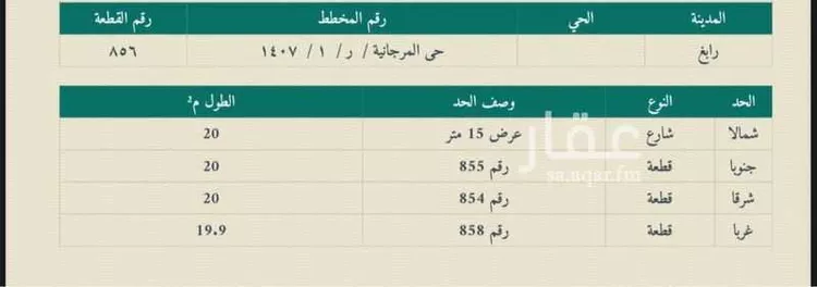 أرض للبيع في شارع ابو رجاء العطاردي, حي المرجانية, مدينة رابغ, منطقة مكة المكرمة صورة 2