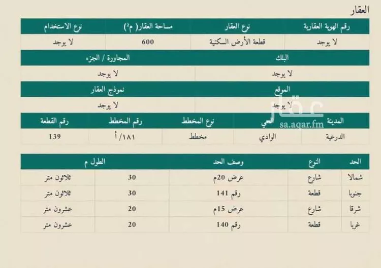 أرض للبيع في شارع الوادي 17, حي الوادي, مدينة الجبيلة, منطقة الرياض صورة 5