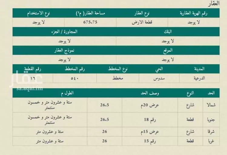أرض للبيع في شارع سدوس 260, حي سدوس, مدينة سدوس, منطقة الرياض صورة 4