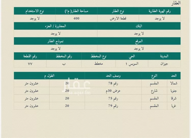 Land for Sale in Jazan As Suways 6
