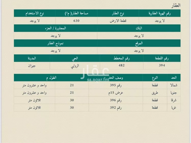 أرض للبيع في حي الروابي, مدينة جازان, منطقة جازان 6