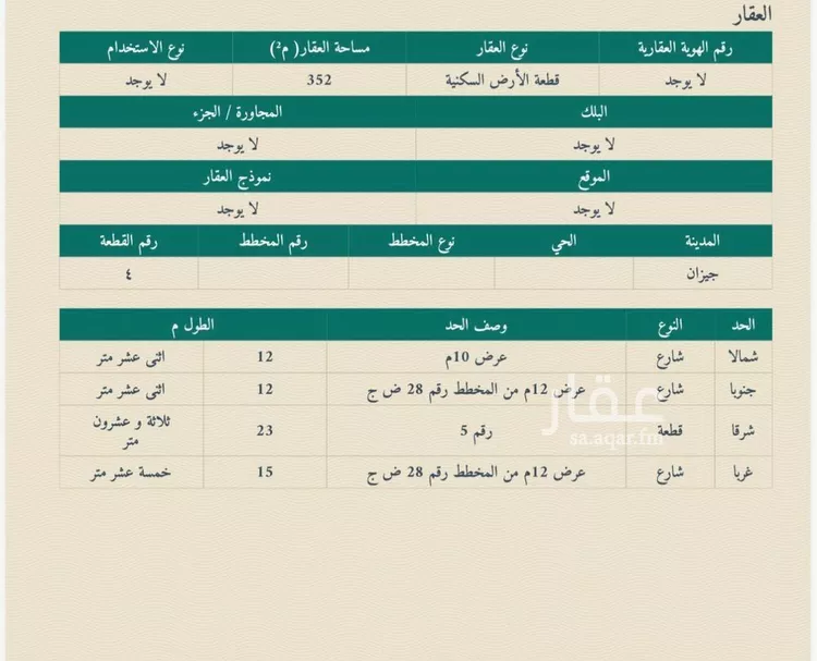 أرض للبيع في شارع أبي معاذ  الأنصاري, حي الروضة, مدينة جازان, منطقة جازان صورة 4