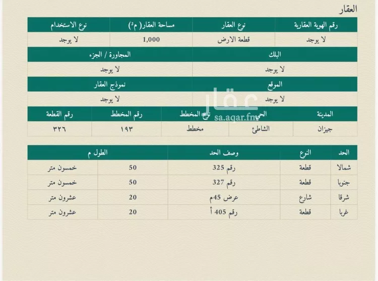 أرض للبيع في شارع طريق الامير محمد بن ناصر, حي الشاطئ, مدينة جازان, منطقة جازان صورة 4