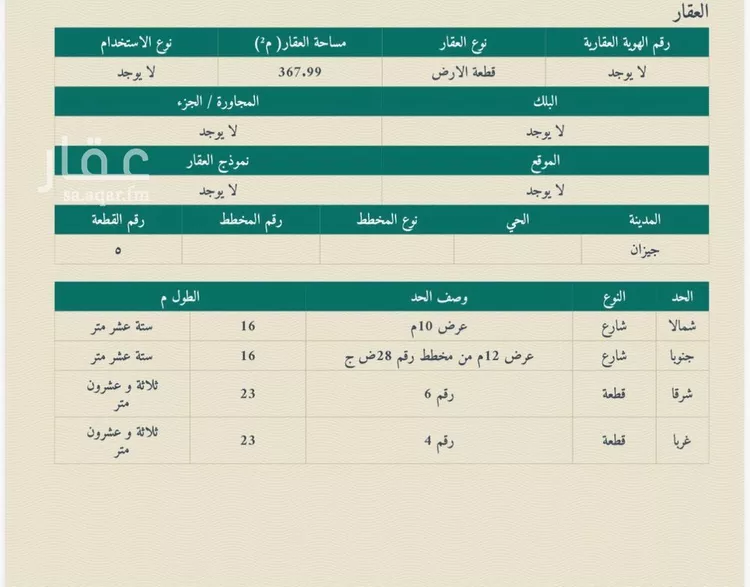 أرض للبيع في شارع الروضة 75, حي الروضة, مدينة جازان, منطقة جازان صورة 4