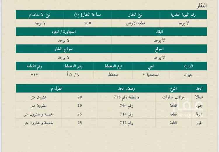 أرض للبيع في حي المحمدية 2, مدينة جازان, منطقة جازان صورة 3