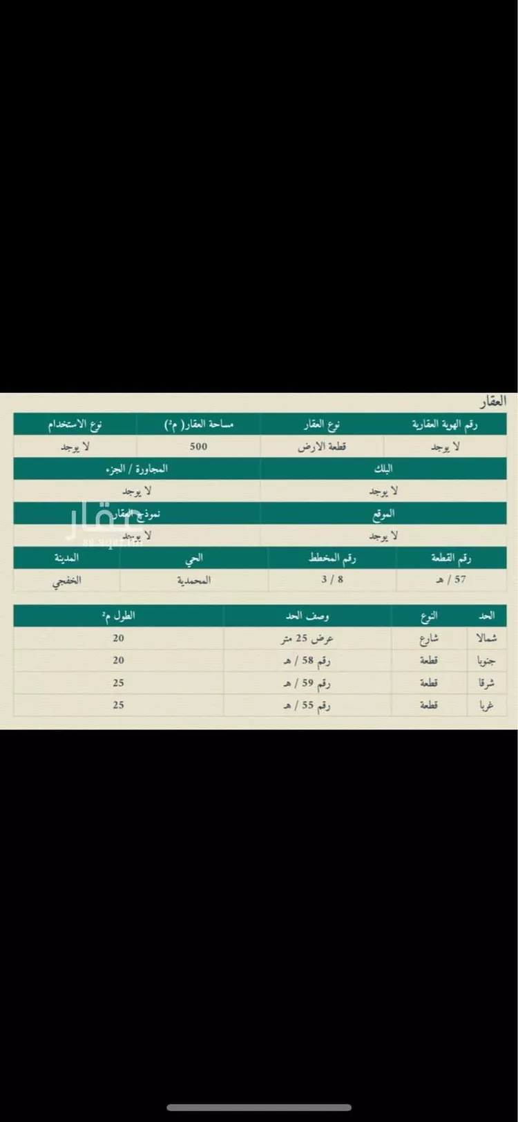 أرض للبيع في شارع عمر ابن الخطاب, حي المحمدية, مدينة الخفجى, المنطقة الشرقية