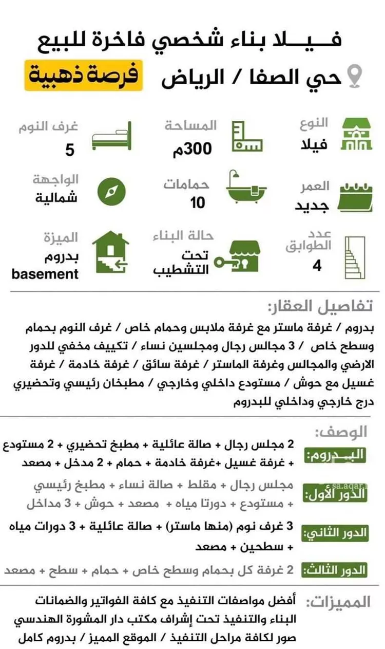 فيلا للبيع في شارع مسلمة بن قيس, حي الصفاء, مدينة الرياض, منطقة الرياض صورة 2