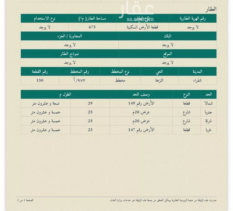 أرض للبيع في حي النزهة, مدينة شقراء, منطقة الرياض صورة 3