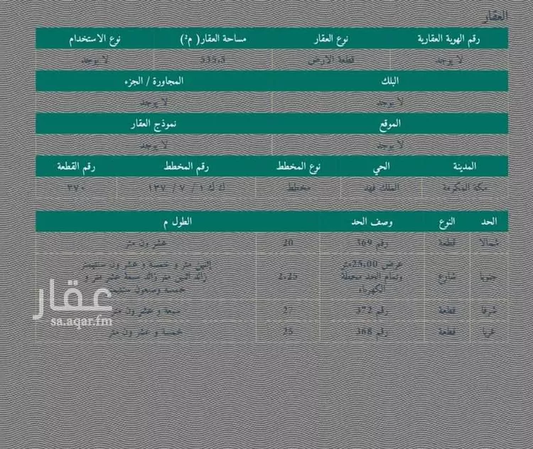 أرض للبيع في شارع انيسة بنت رهم, حي الملك فهد, مدينة مكة المكرمة, منطقة مكة المكرمة