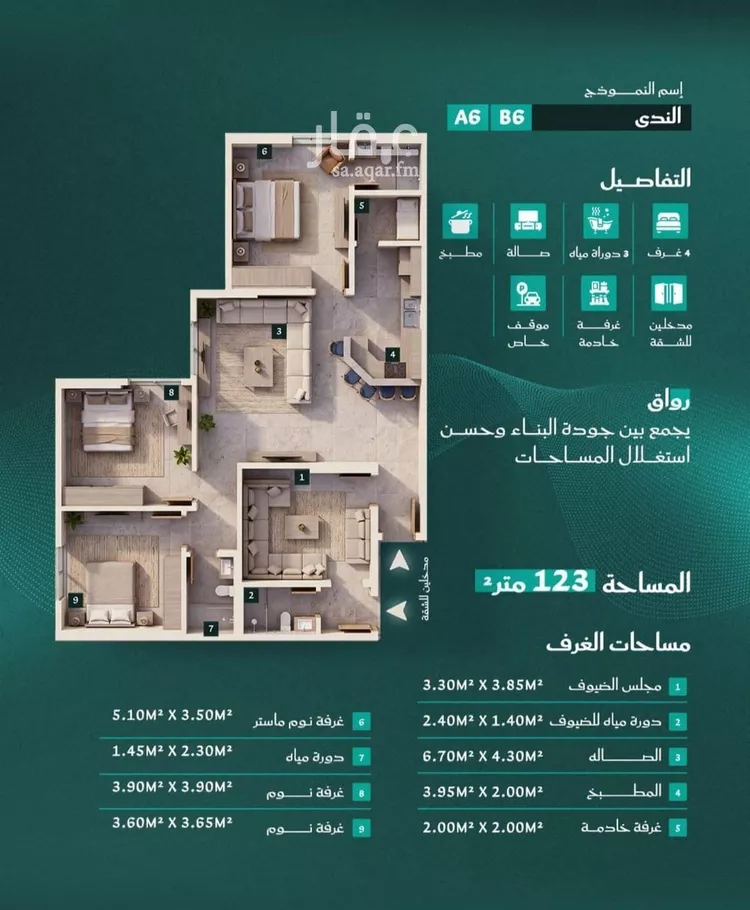 شقة للبيع في شارع احمد بن عيسى الرومي, حي الفيحاء, مدينة جدة, منطقة مكة المكرمة صورة 2