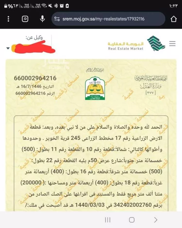 أرض للبيع في شارع صفية بنت الخطاب, حي الخوير, مدينة الخوير, منطقة حائل
