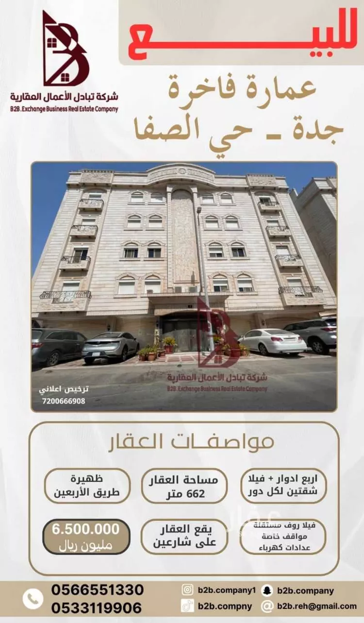 عمارة للبيع في شارع ابو عمر الكندي, حي الصفاء, مدينة جدة, منطقة مكة المكرمة