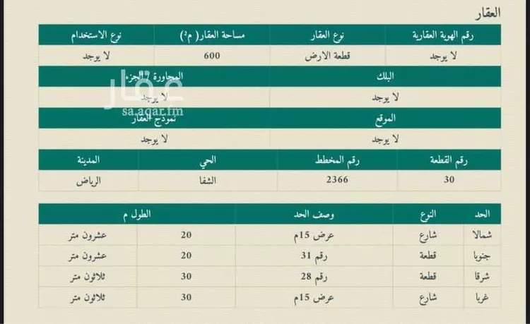 أرض للبيع في شارع البلدة, حي الشفاء, مدينة الرياض, منطقة الرياض صورة 3