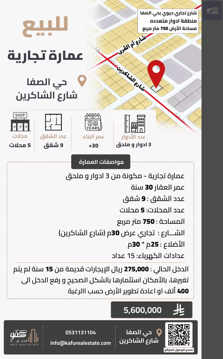 عمارة للبيع في شارع الشاكرين, حي الصفاء, مدينة جدة, منطقة مكة المكرمة صورة 2