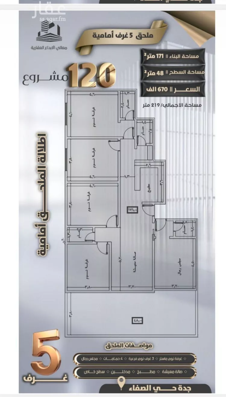 شقة للبيع في شارع الحارث ابن زيد الانصاري, حي الصفاء, مدينة جدة, منطقة مكة المكرمة صورة 4