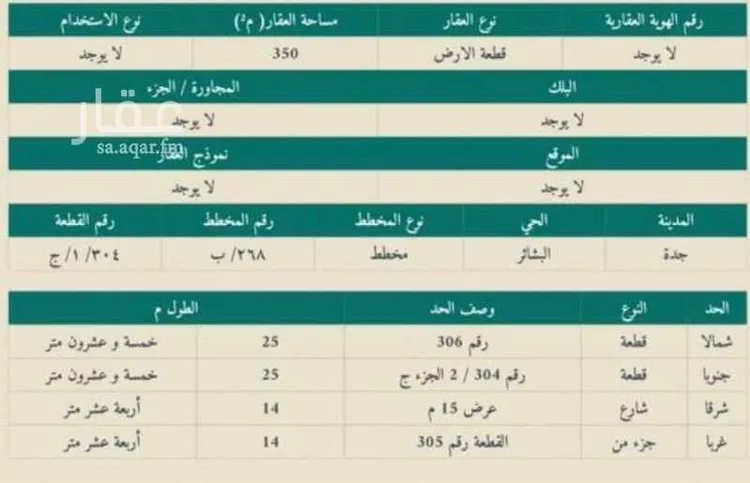 أرض للبيع في شارع 19236465, حي البشائر, مدينة جدة, منطقة مكة المكرمة