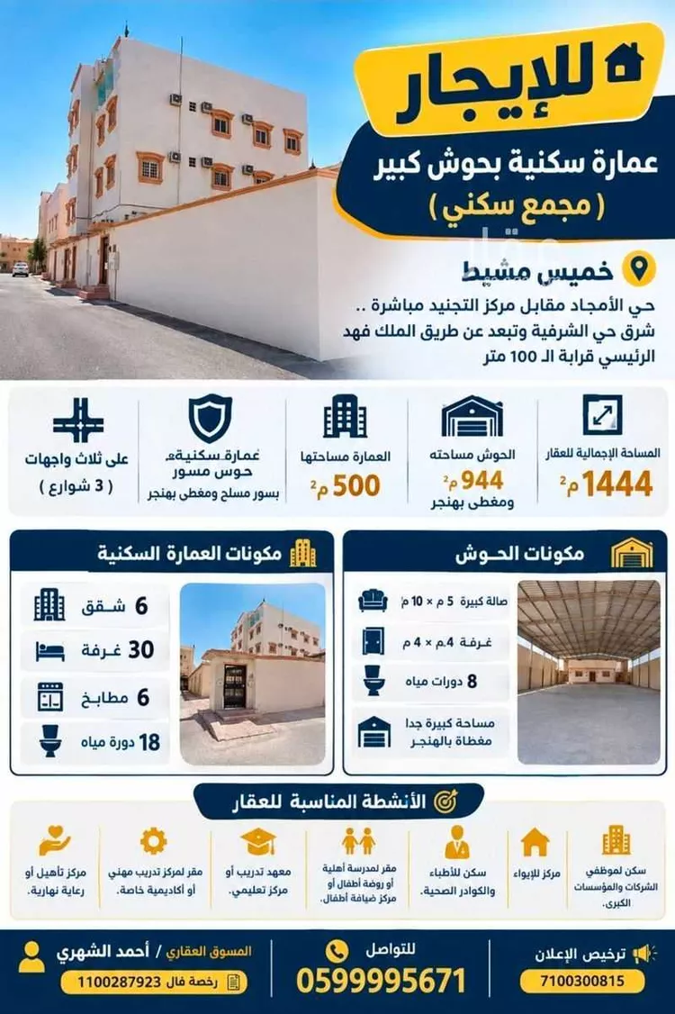 عمارة للإيجار في شارع الأمجاد 1, حي الأمجاد, مدينة خميس مشيط, منطقة عسير صورة 2