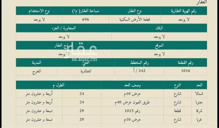أرض للبيع في شارع طريق الدلم, حي الخالدية, مدينة الخرج, منطقة الرياض
