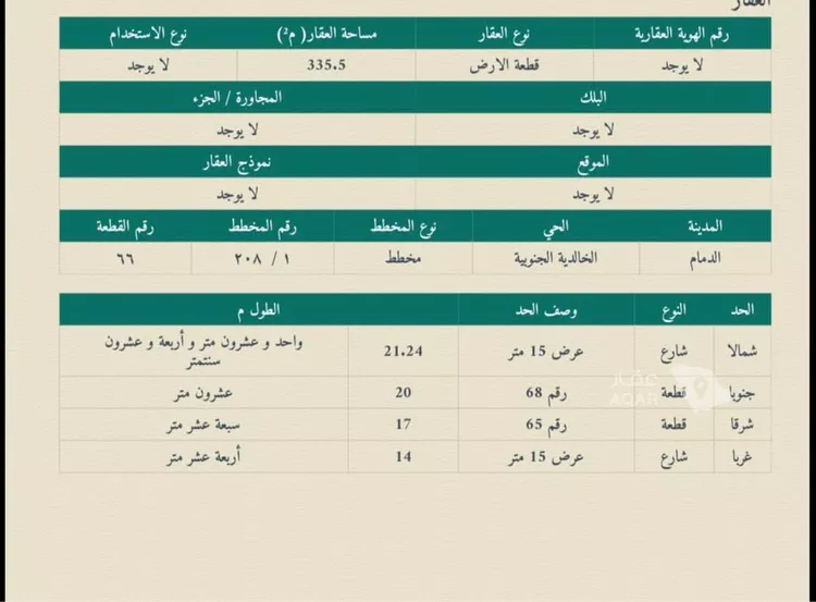 أرض للبيع في شارع عماد الدين زنكي, حي الخالدية الجنوبية, مدينة الدمام, المنطقة الشرقية صورة 2