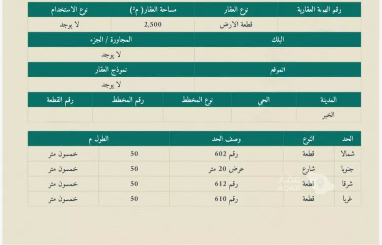 Land for Sale in Al Khobar Al Aqiq