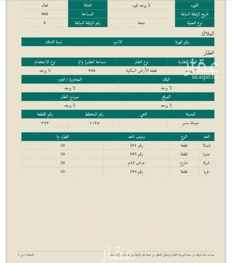 أرض للبيع في شارع طريق الملك عبرالعزيز, حي الشفاء, مدينة حوطه سدير, منطقة الرياض