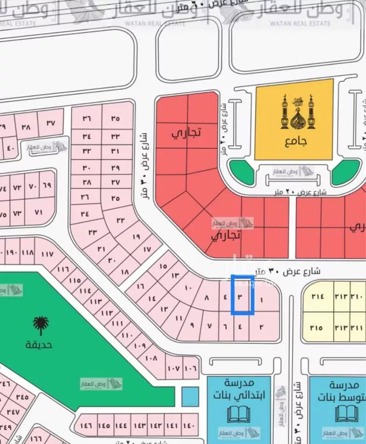 أرض للبيع في شارع عبدالرحمن القاري, حي الصقور, مدينة الاحساء, المنطقة الشرقية