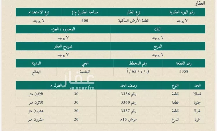 أرض للبيع في حي الإسكان, مدينة البدائع, منطقة القصيم