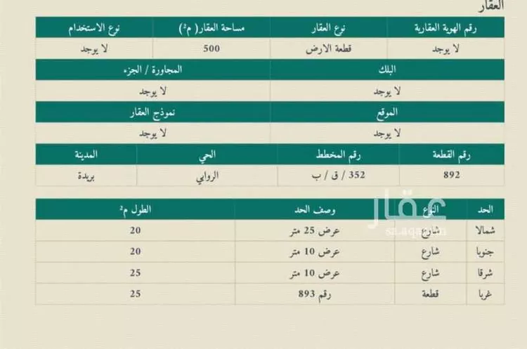 أرض للبيع في شارع أحمد بن سعد الخيفي, حي الضاحي الشرقي, مدينة بريدة, منطقة القصيم صورة 2