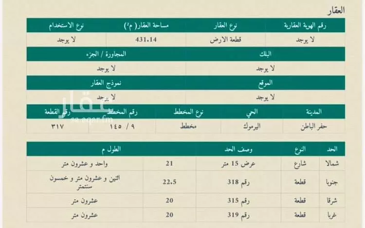 أرض للبيع في شارع اليرموك 135, حي اليرموك, مدينة حفر الباطن, المنطقة الشرقية صورة 3