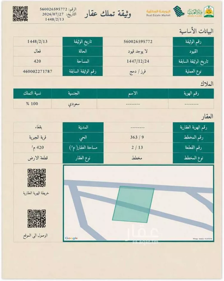 Land for Sale in Baqaa Al Suhaibi صورة 2