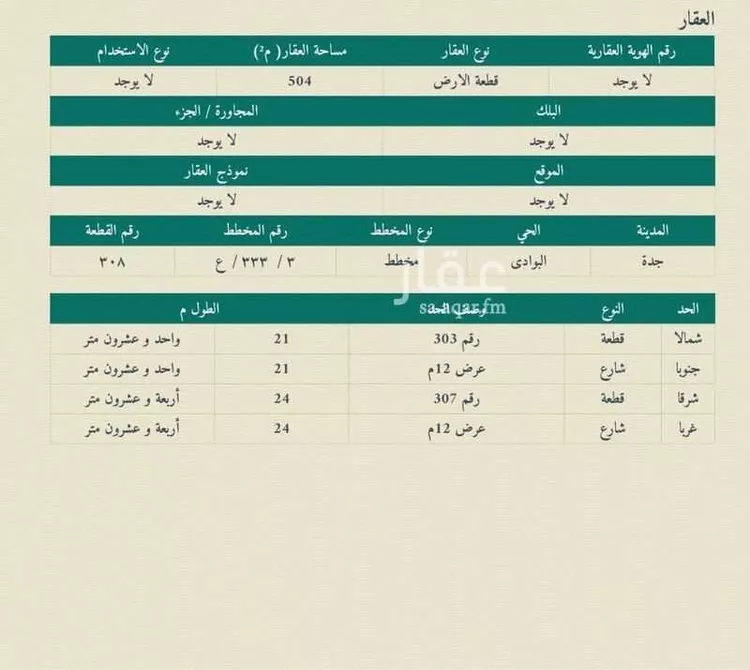 أرض للبيع في شارع عبيدالله بن عدي, حي البوادي, مدينة جدة, منطقة مكة المكرمة