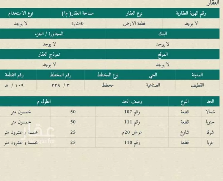 أرض للبيع في شارع الحارث بن معاد, حي الصناعية2, مدينة القطيف, المنطقة الشرقية